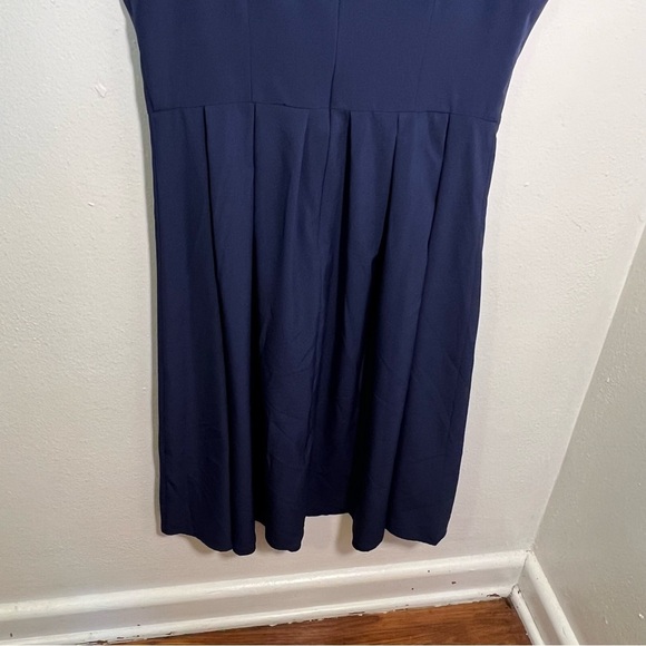 Sleeveless Fit & Flare Dress Navy Blue Pleated XL - Picture 7 of 8